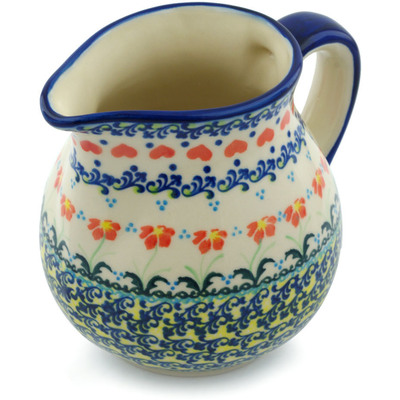 Polish Pottery Pitcher 46 oz Circle Of Hearts