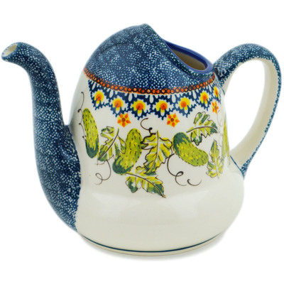 Polish Pottery Pitcher 46 oz Cucumber Patch