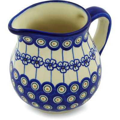 Polish Pottery Pitcher 46 oz Flowering Peacock