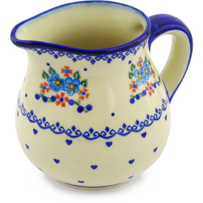 Polish Pottery Pitcher 46 oz Hearts And Flowers