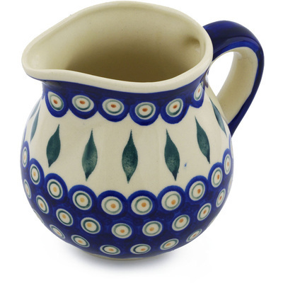 Polish Pottery Pitcher 46 oz Peacock