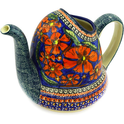 Polish Pottery Pitcher 46 oz Poppies UNIKAT