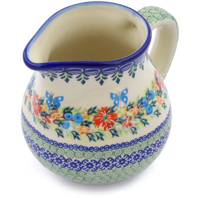 Polish Pottery Pitcher 46 oz Ring Of Flowers UNIKAT