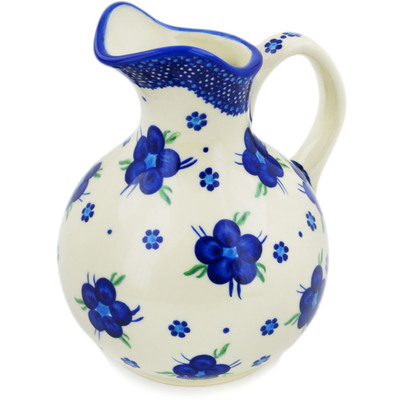Polish Pottery Pitcher 5 Cup Bleu-belle Fleur