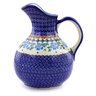 Polish Pottery Pitcher 5 Cup Blue Cornflower