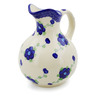 Polish Pottery Pitcher 5 Cup Blue Poppies