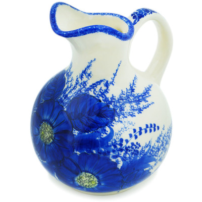Polish Pottery Pitcher 5 Cup Blue Poppy Dream UNIKAT