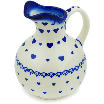 Polish Pottery Pitcher 5 Cup Blue Valentine