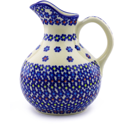 Polish Pottery Pitcher 5 Cup Pansy Plenty