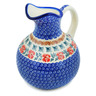 Polish Pottery Pitcher 5 Cup Red Cornflower