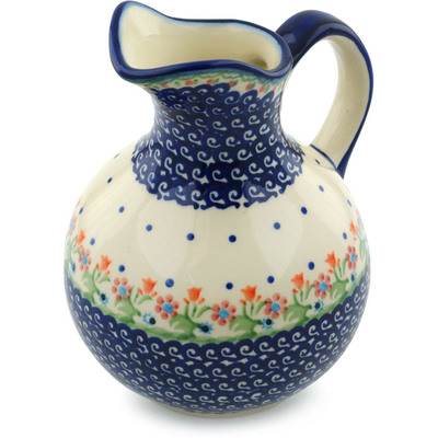 Polish Pottery Pitcher 5 Cup Spring Flowers
