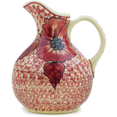 Polish Pottery Pitcher 5 Cup Sugar Plum Poppies