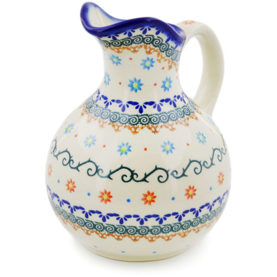 Polish Pottery Pitcher 5 Cup Sunflower Dance