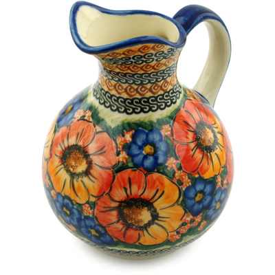 Polish Pottery Pitcher 5 cups Bright Beauty UNIKAT