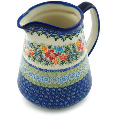 Polish Pottery Pitcher 50 oz Butterfly Sea UNIKAT