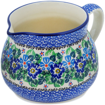 Polish Pottery Pitcher 50 oz Morning Glory Wreath UNIKAT