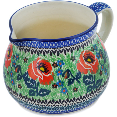 Polish Pottery Pitcher 50 oz Playful Poppy UNIKAT