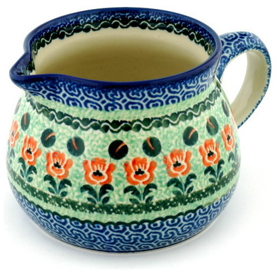 Polish Pottery Pitcher 50 oz Poppy Power UNIKAT