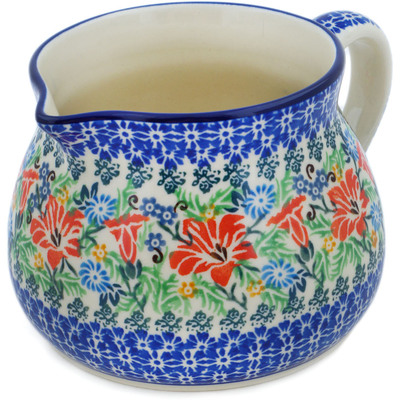 Polish Pottery Pitcher 50 oz Trumpet Garden UNIKAT