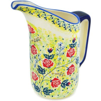 Polish Pottery Pitcher 51 oz Rising Roses Yellow Morning UNIKAT