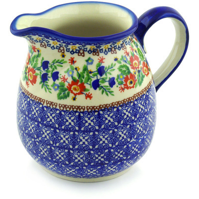Polish Pottery Pitcher 54 oz Vintage Flowers UNIKAT
