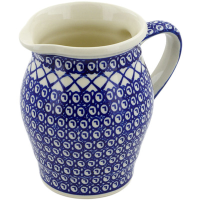 Polish Pottery Pitcher 56 oz Lattice Peacock