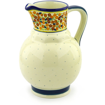 Polish Pottery Pitcher 59 oz Russett Floral