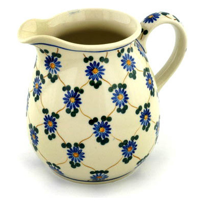 Polish Pottery Pitcher 6 Cup Aster Trellis