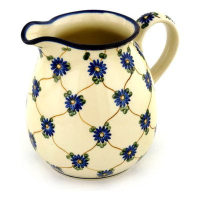 Polish Pottery Pitcher 6 Cup Aster Trellis