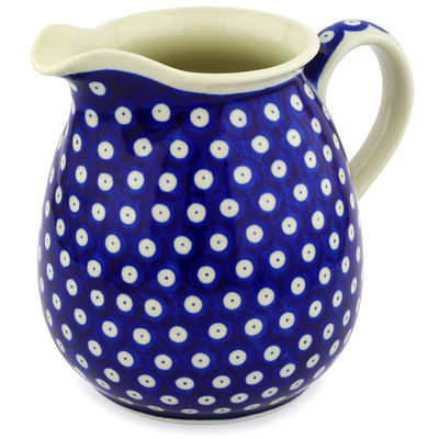 Polish Pottery Pitcher 6 Cup Blue Eyes