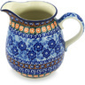 Polish Pottery Pitcher 6 Cup Dancing Blue Poppies UNIKAT
