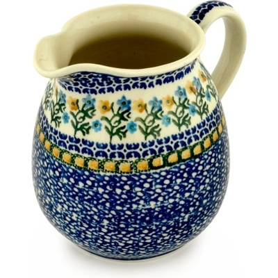 Polish Pottery Pitcher 6 Cup Field Of Wildflowers
