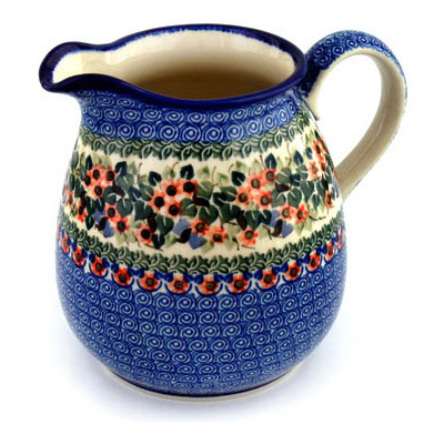 Polish Pottery Pitcher 6 Cup Forget Me Not Medley UNIKAT
