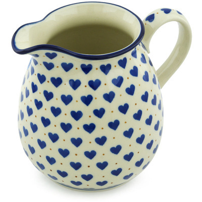 Polish Pottery Pitcher 6 Cup Heart Of Hearts