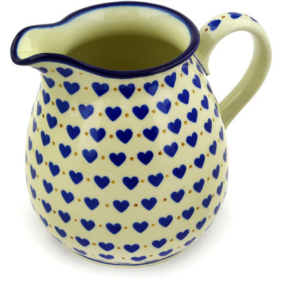 Polish Pottery Pitcher 6 Cup Hearts Delight