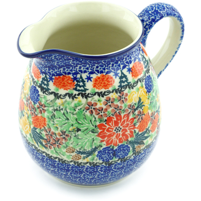 Polish Pottery Pitcher 6 Cup Hidden Pines UNIKAT