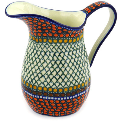 Polish Pottery Pitcher 6 Cup Orange Tranquility UNIKAT