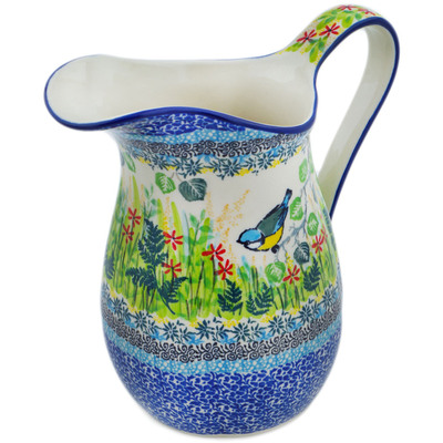 Polish Pottery Pitcher 6 Cup Pretty Parula UNIKAT