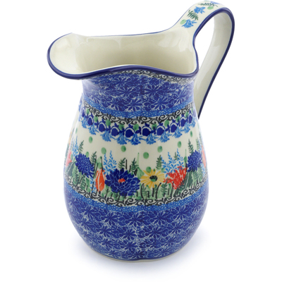 Polish Pottery Pitcher 6 Cup Splendid Blue Bell UNIKAT