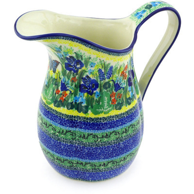 Polish Pottery Pitcher 6 Cup Splendid Mariposa UNIKAT