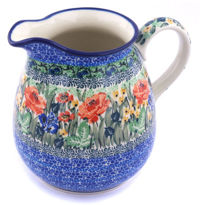 Polish Pottery Pitcher 6 Cup Splendid Meadow UNIKAT