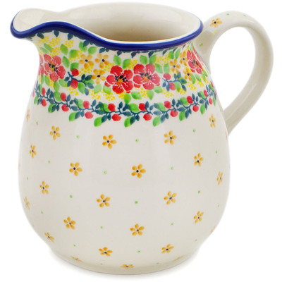 Polish Pottery Pitcher 6 Cup Summer Blossoms