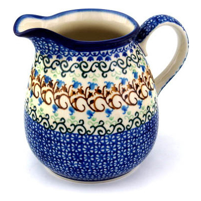 Polish Pottery Pitcher 6 Cup Woodland Lace