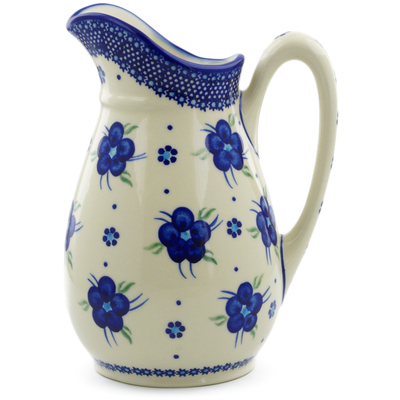 Polish Pottery Pitcher 6 cups Bleu-belle Fleur