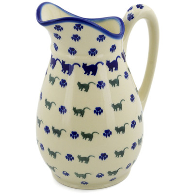 Polish Pottery Pitcher 6 cups Boo Boo Kitty Paws