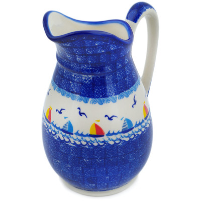 Polish Pottery Pitcher 6 cups Sailing Through Your Dreams
