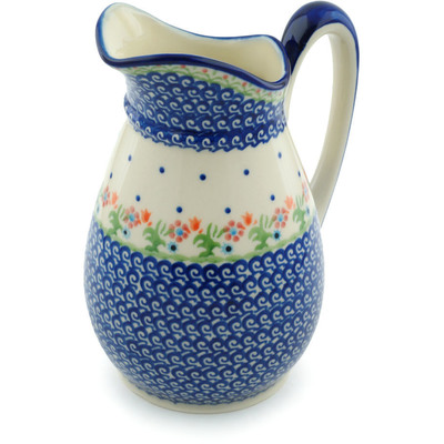 Polish Pottery Pitcher 6 cups Spring Flowers