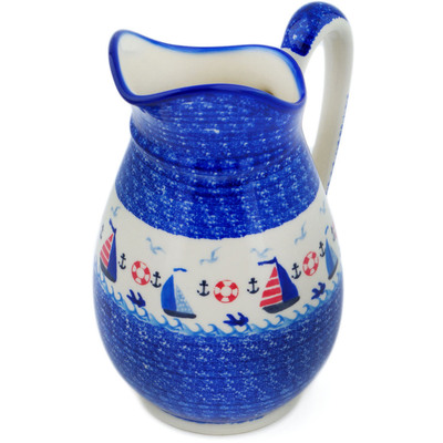Polish Pottery Pitcher 6 cups Sweet Sailboats