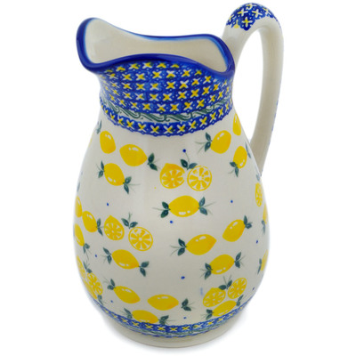 Polish Pottery Pitcher 6 cups When Life Gives You Lemons