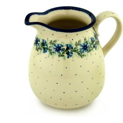 Polish Pottery Pitcher 67 oz Blue Bell Wreath